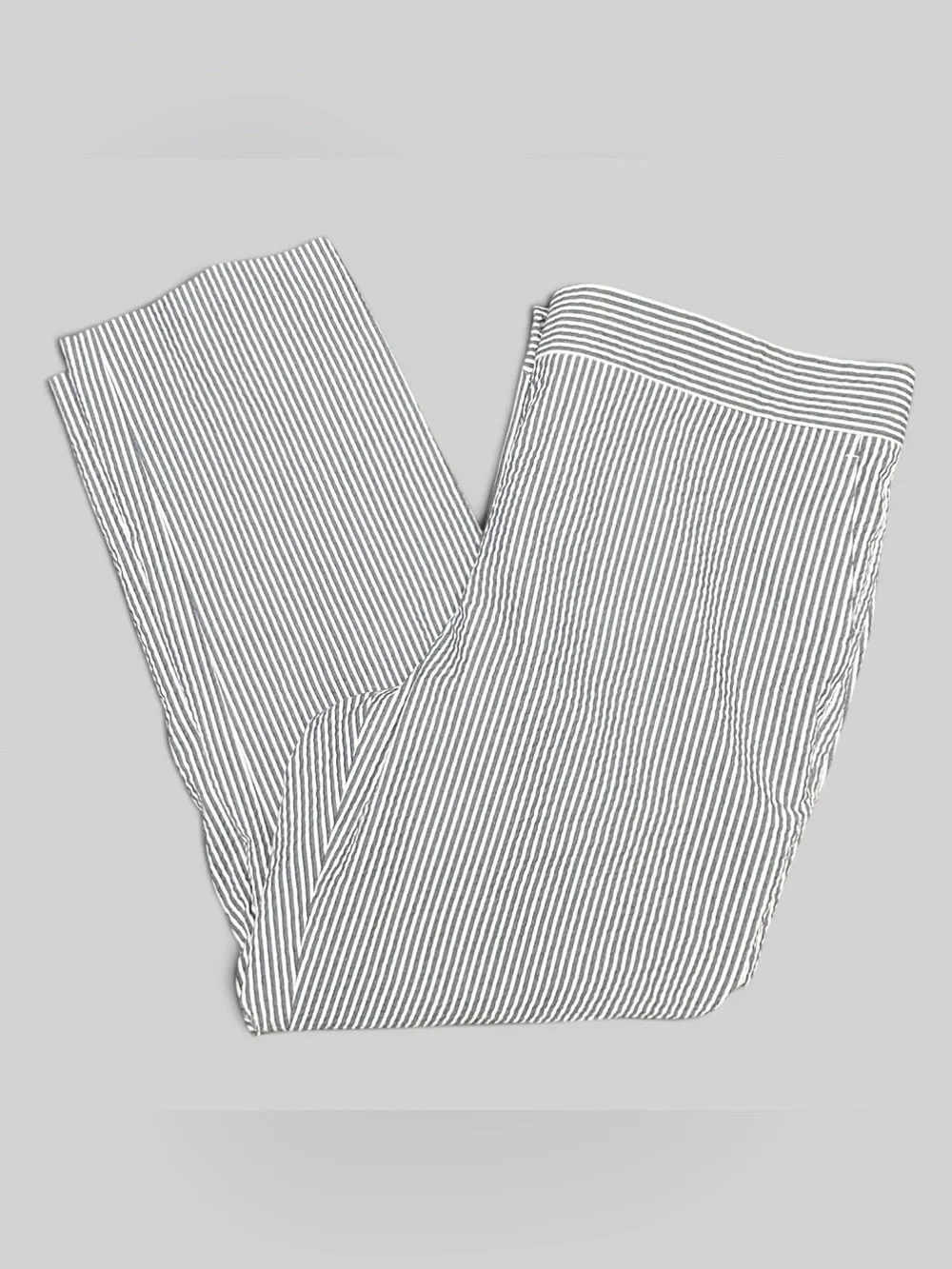 Ann Taylor Devon Fit Seersucker Crop Pants Size 12 Blue White Striped Cotton - Picture 4 of 5